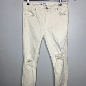 Free People Women’s Denim Ankle Denim Jeans White Size 27